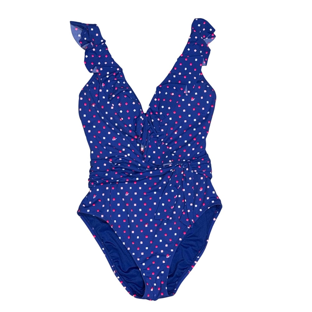 Lilly Pulitzer Delphie One Piece Swimsuit Women 4 Borealis Blue Lilly‎ Squared